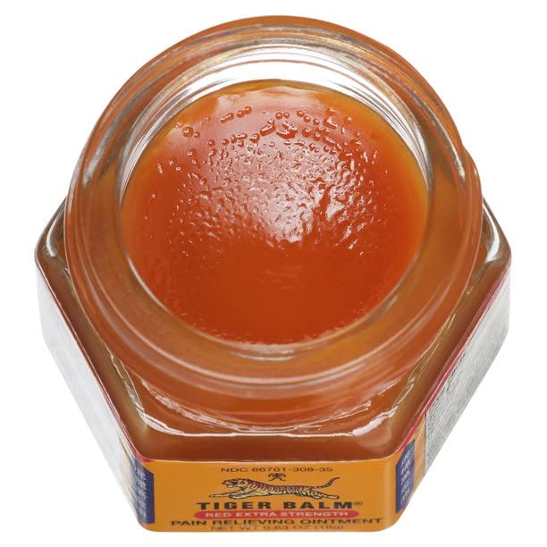 Tiger Balm rouge, utilisation après l’effort pour les muscles fatigués.