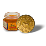 Emballage Tiger Balm rouge, ensemble de six pots pratique à stocker.