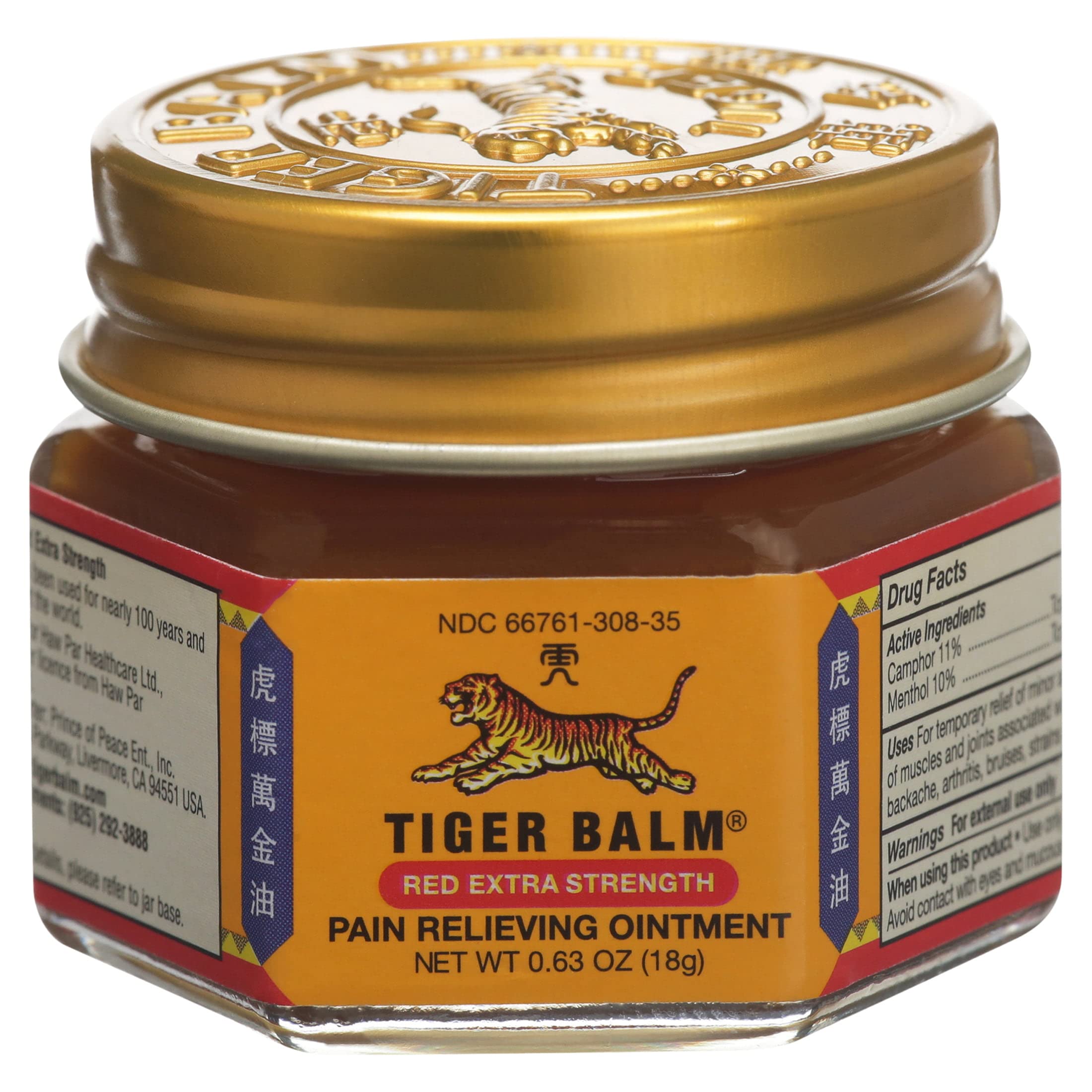 Tiger Balm rouge, texture non grasse et absorption rapide.