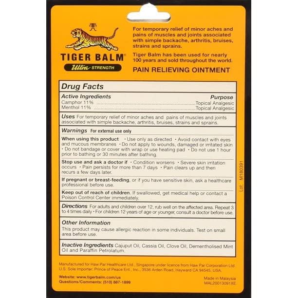 Tiger Balm Sport Rub utilisation après entraînement pour récupération musculaire possible.