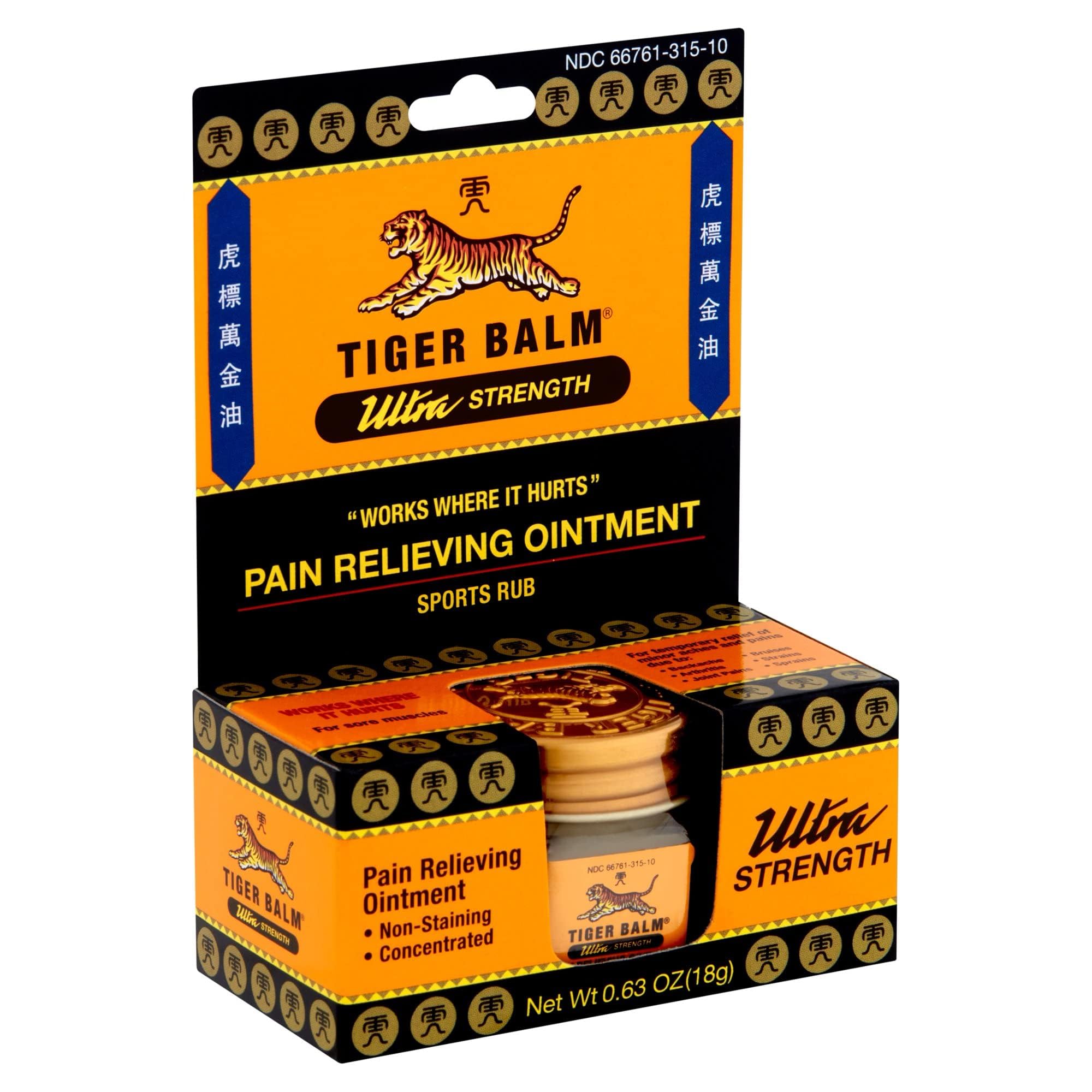 Tiger Balm Ultra Strength : application directe sur une zone douloureuse pour un confort rapide.