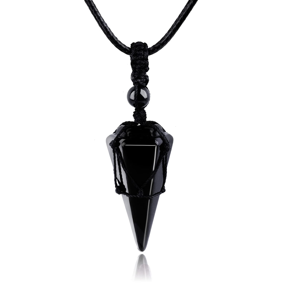 TIKCAUZ obsidienne noire, pointe hexagonale, clarté mentale et style.