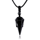 TIKCAUZ obsidienne noire, pointe hexagonale, clarté mentale et style.