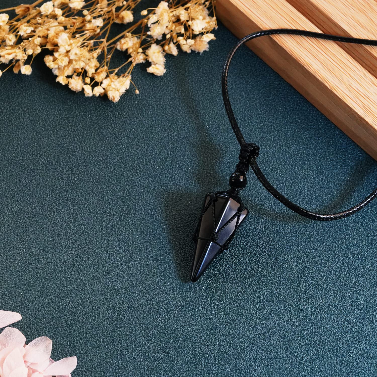 TIKCAUZ pendentif obsidienne noire Reiki, prêt à porter au quotidien.