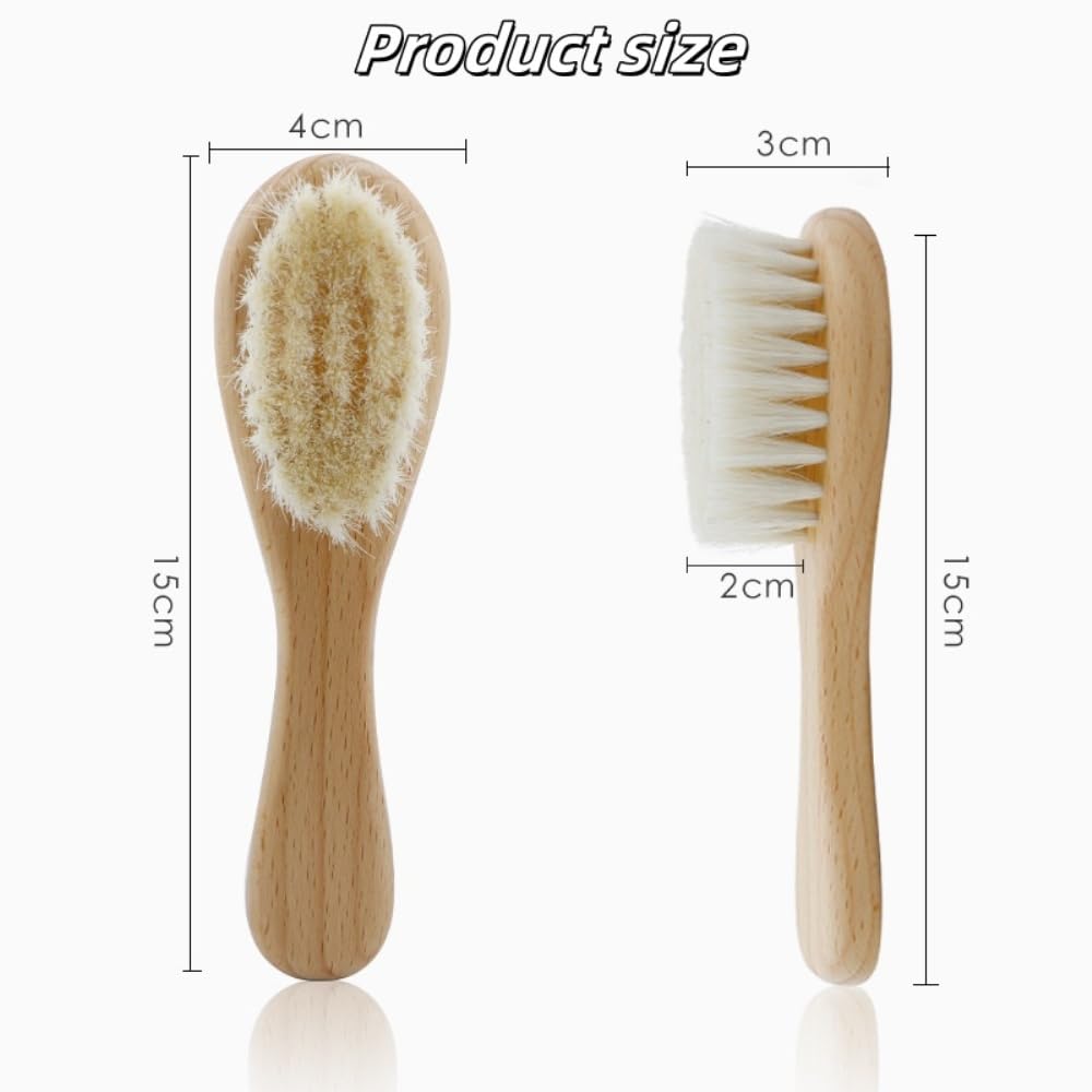 Brosse TIKMNO bébé, poignée en bois antidérapante pour une prise sûre.