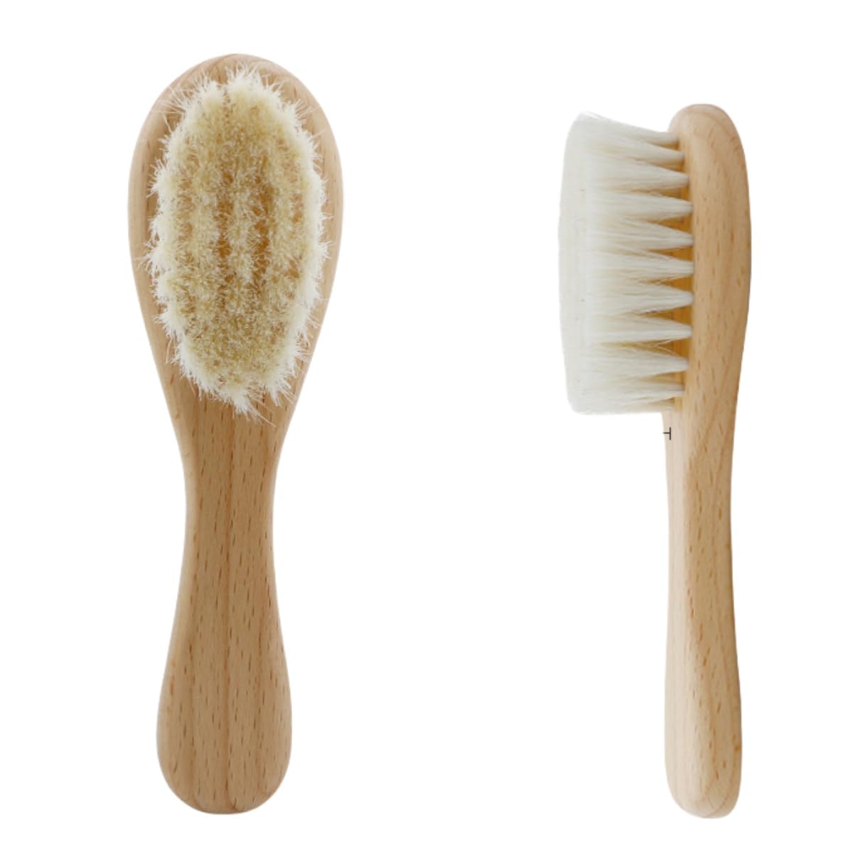 Brosse TIKMNO pour bébé en poils de chèvre naturels, douceur pour la tête délicate.
