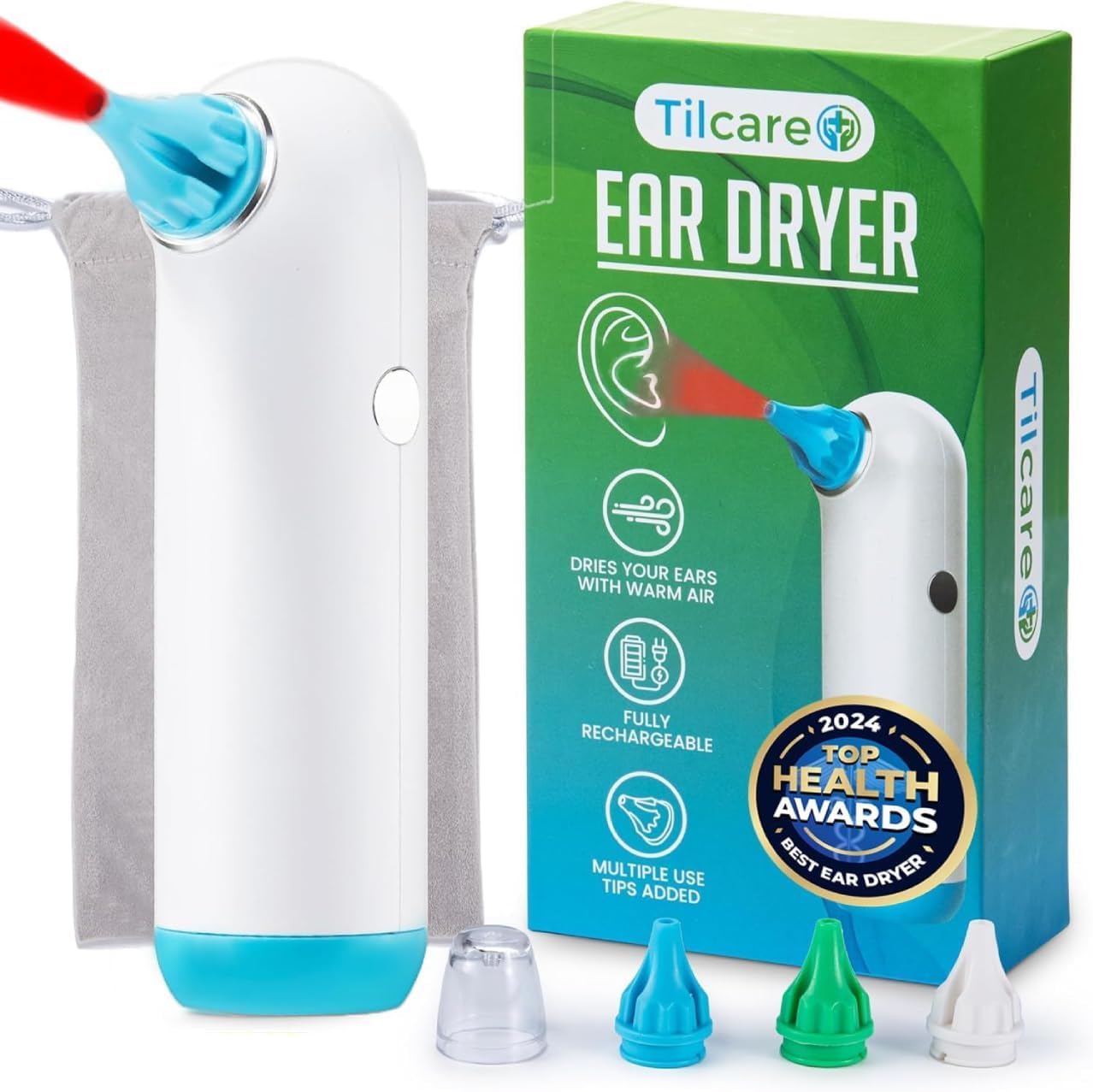 Tilcare seche-oreilles électrique après natation pour sécher rapidement le conduit auditif