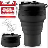 Tilcore gourde protéine pliable 600ml, économie d'espace pour gym et voyages