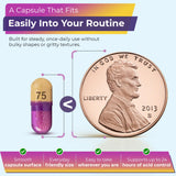 TIME-CAP LABS bouteille gélules, format compact et portable.