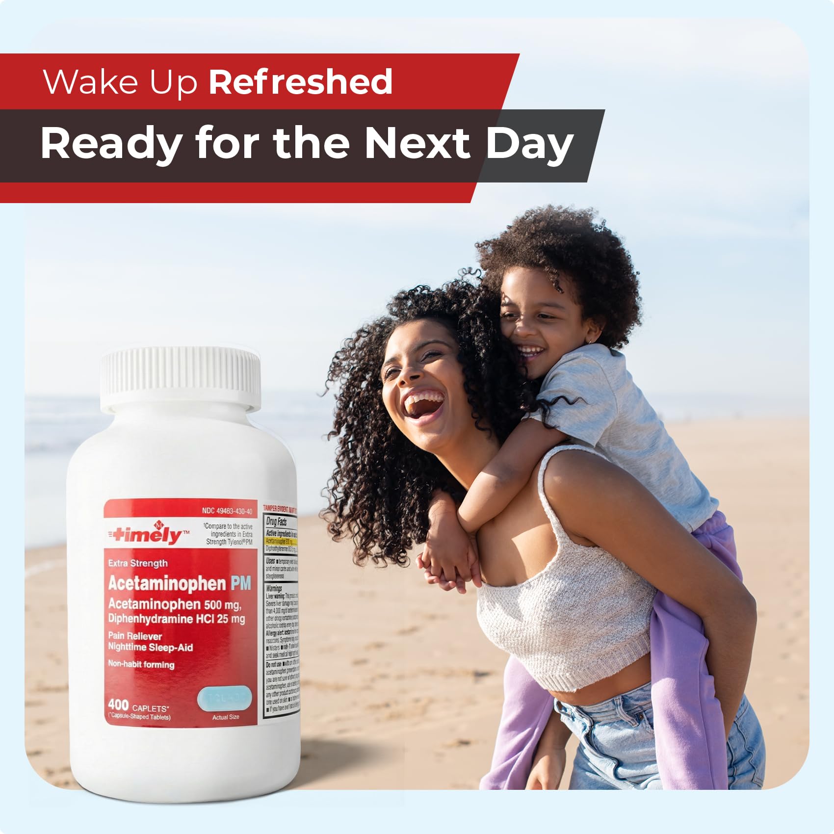 Caplets contenant paracetamol 500 mg et diphenhydramine 25 mg pour sommeil serein.