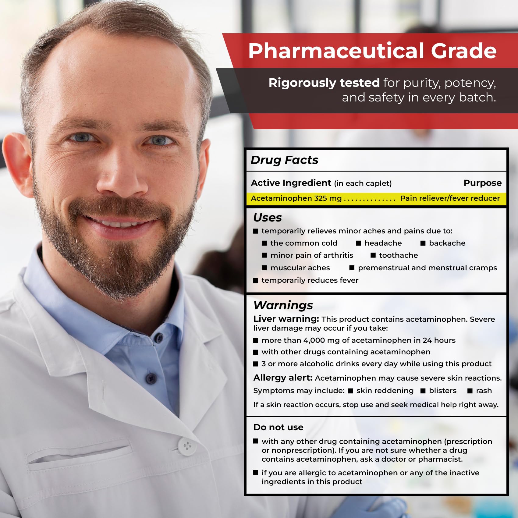 Solution pour famille Time-Cap Labs comprimés acetaminophen 325 mg, usage polyvalent à domicile.
