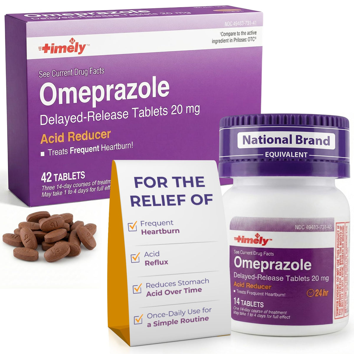 TIME-CAP LABS Oméprazole 20 mg, comprimés à libération retardée pour usage quotidien.