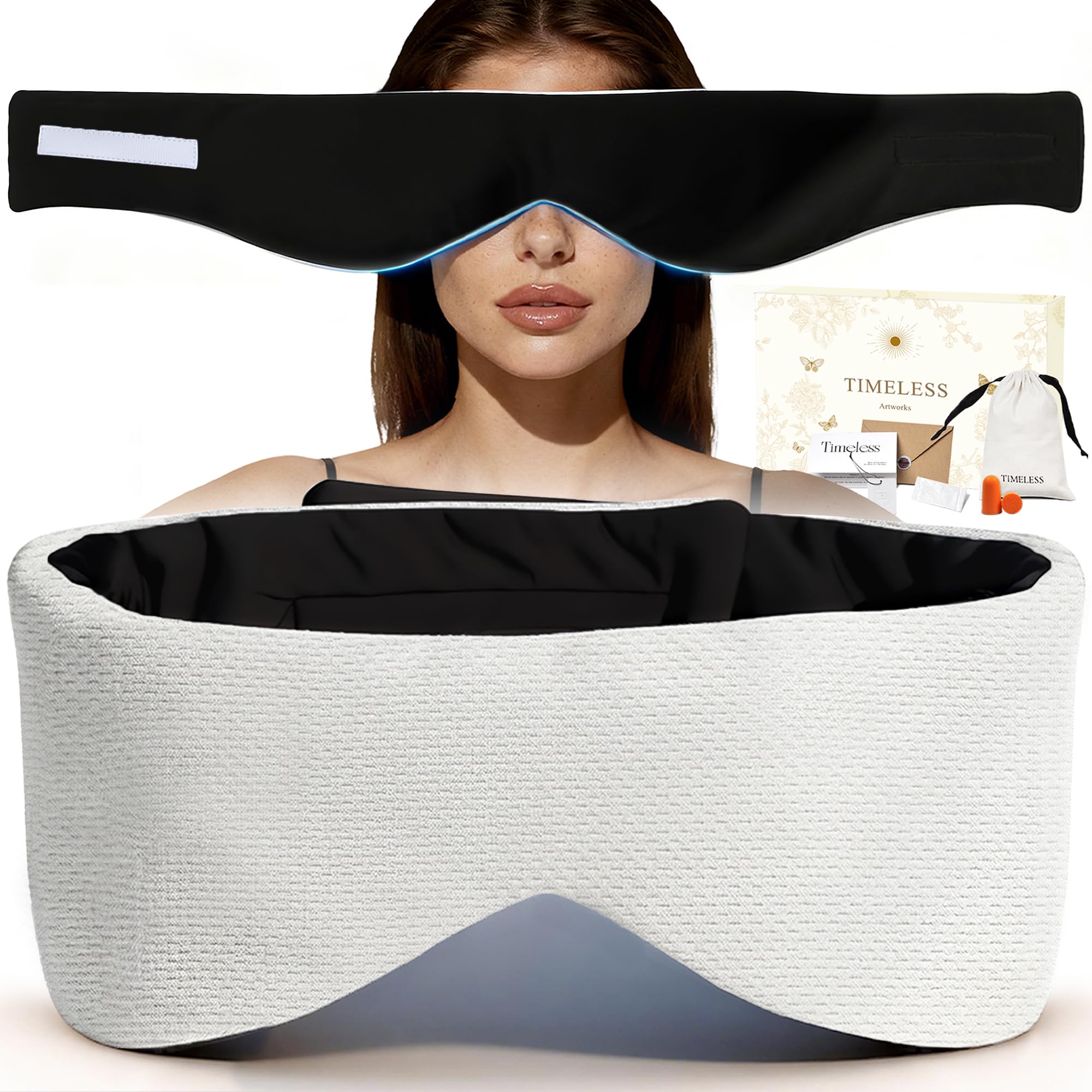 Timeless Artworks masque yeux coton réversible noir obsidien pour obscurité totale en voyage
