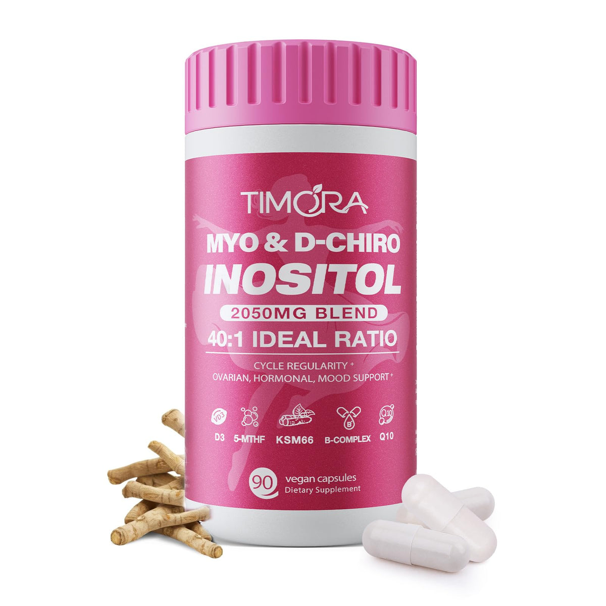 Timora Myo-D-Chiro Inositol: bouteille montrant l'équilibre hormonal