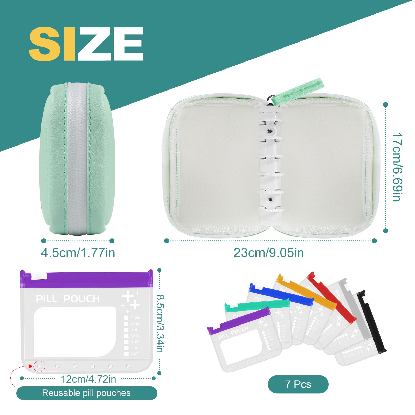 Timueetech A7: dossier-a7-compatible etui-pilules réutilisable.
