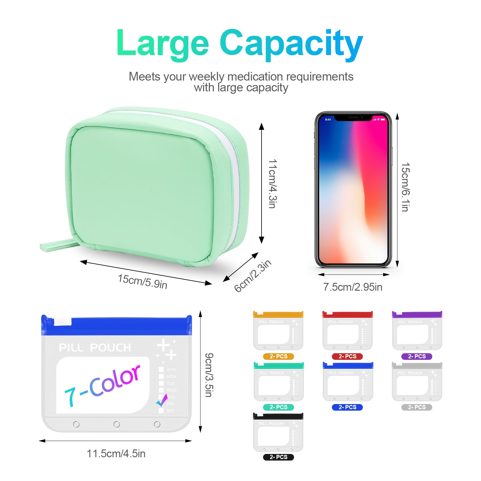 Timueetech A8 ensemble de 14 pochettes EVA, stockage clair et organisé.