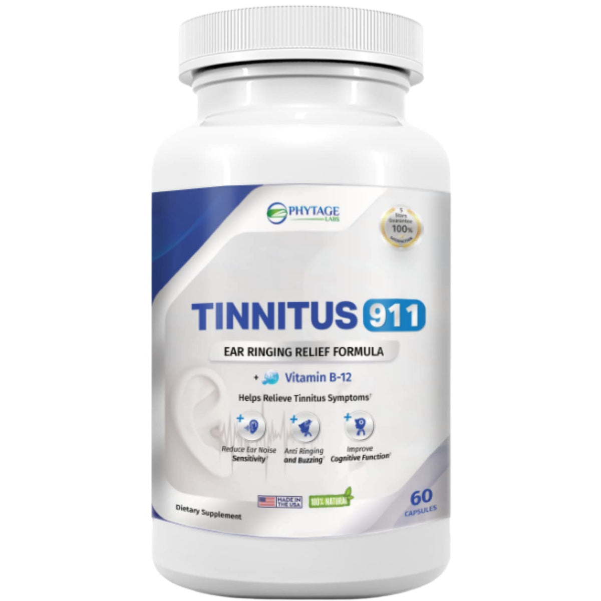 Tinnitus 911 bouteille silence : une présence naturelle pour favoriser le calme auditif.