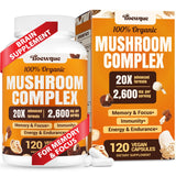 Tioewque, bouteille montrant le melange de champignons 20-en-1 pour le soutien quotidien.