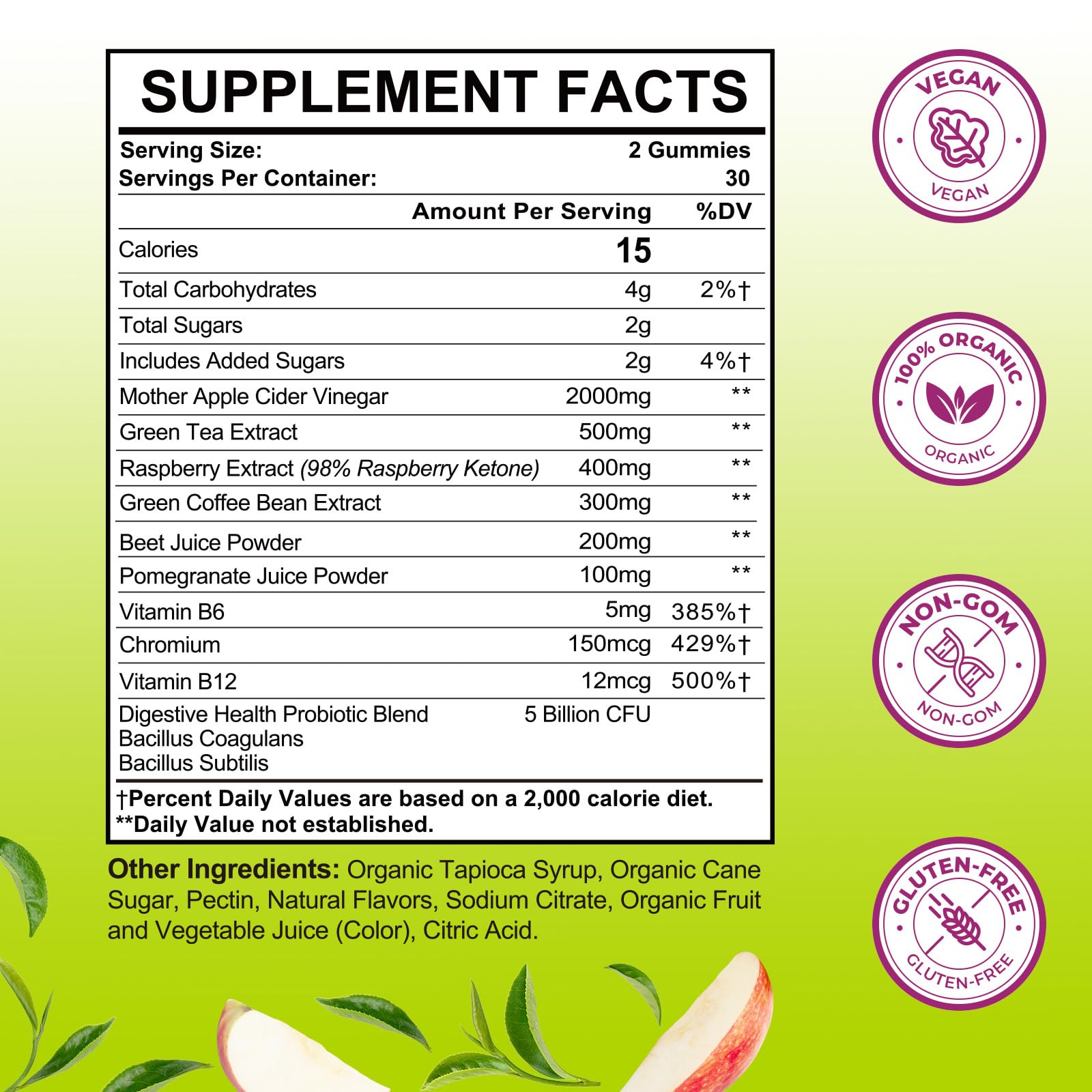 Gommes Tisestence emballage vegan et sans gelatine.