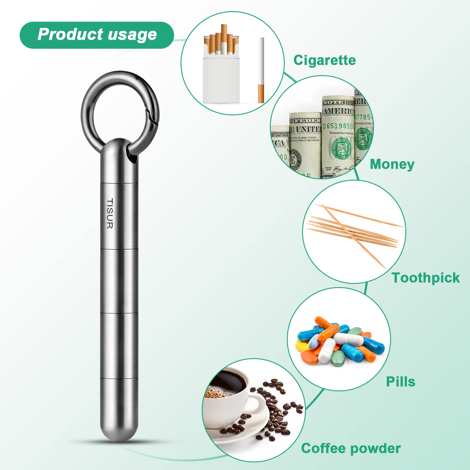Accessoire voyage TISUR, porte-pilules prêt à l'attache-clefs.