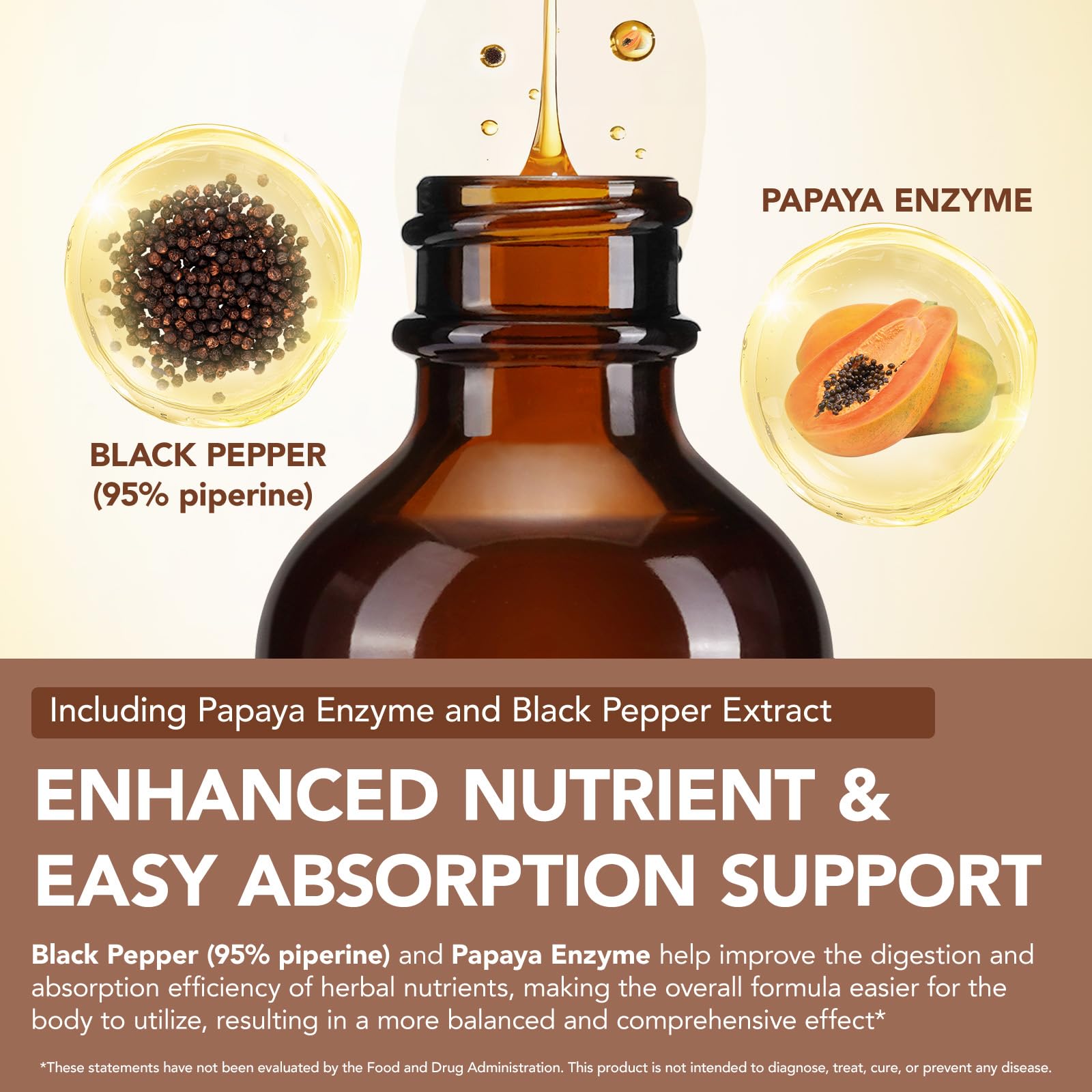Gouttes Tiuedu poivre noir soutient l’absorption des nutriments.