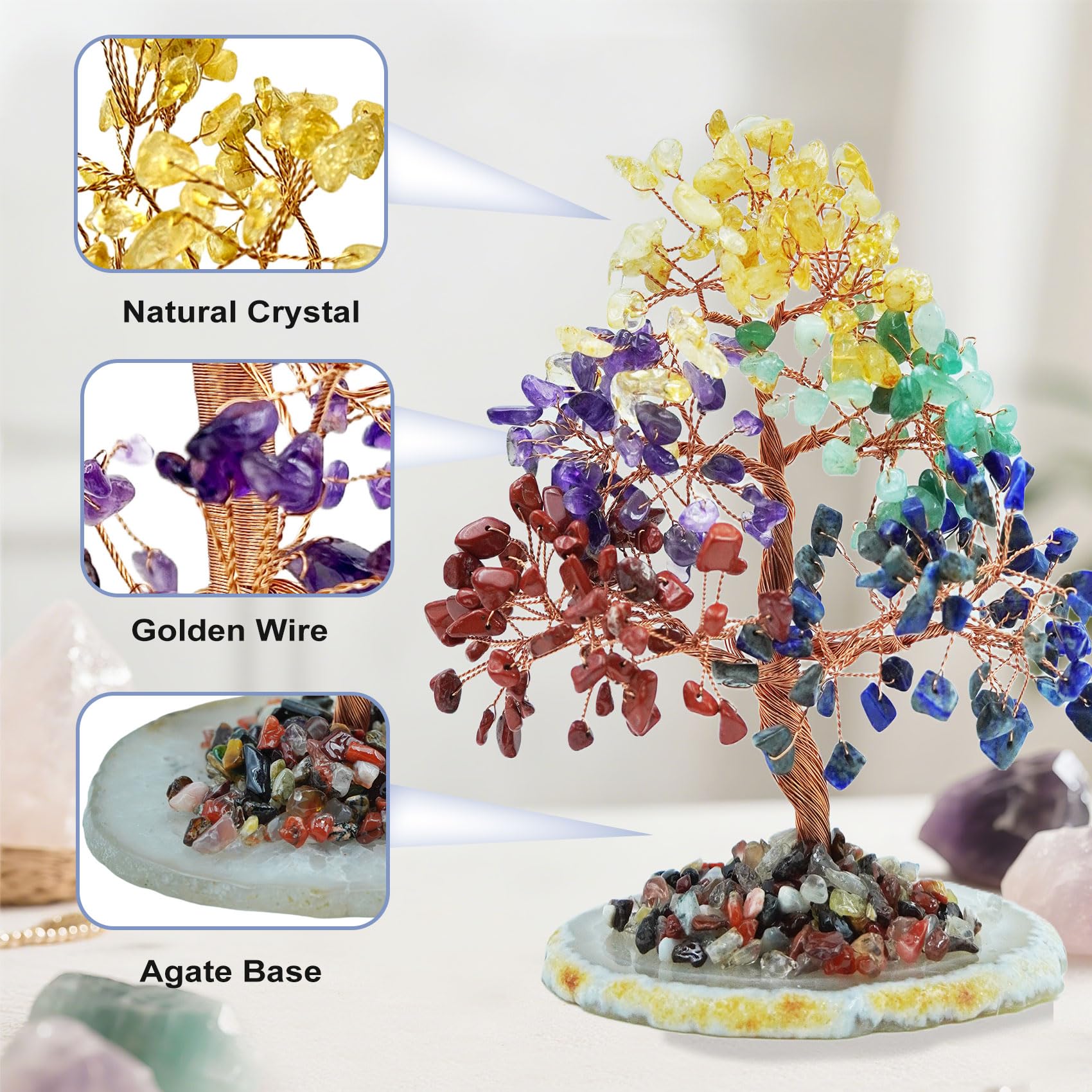 Arbre base bois Tizzomx, stabilité décorative sur le bureau.