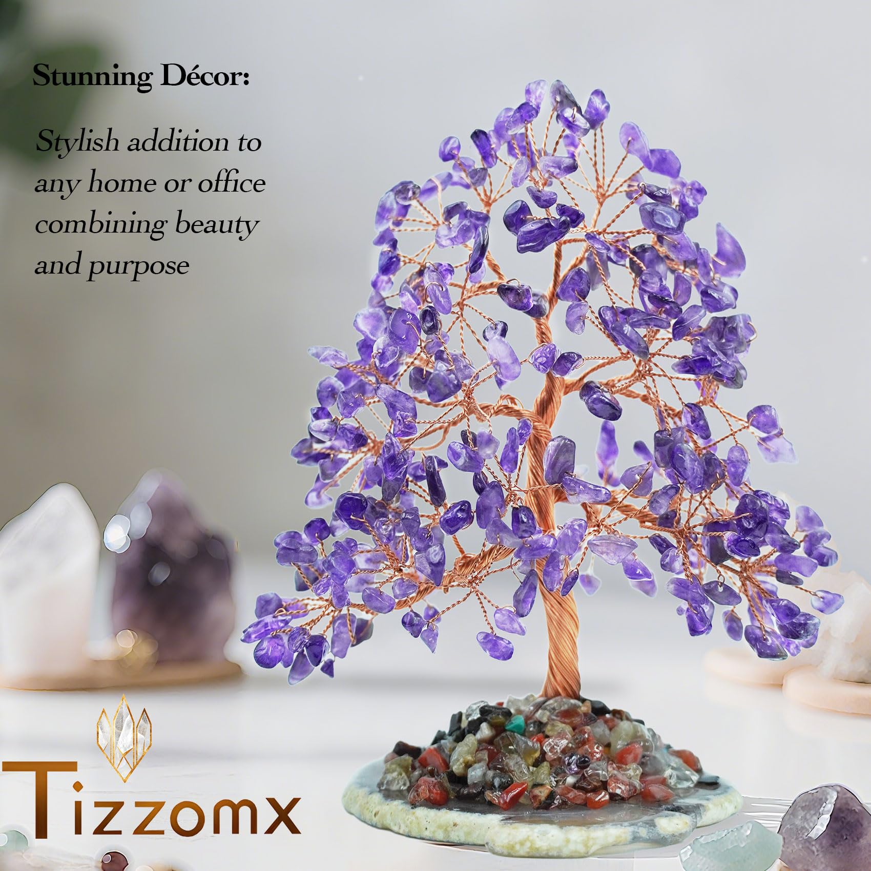 Tizzomx Arbre Chakras Équilibre Améthyste: méditation et calme au quotidien