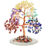 Arbre chakra Tizzomx avec pierres-feuilles pour équilibre et relaxation.