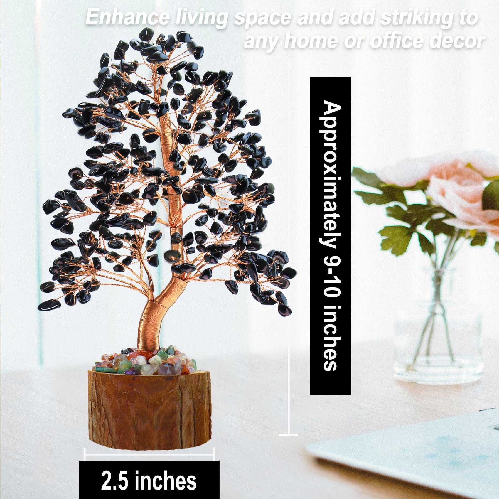Tizzomx Arbre obsidienne tronc décor central inspirant calme et bien-être.