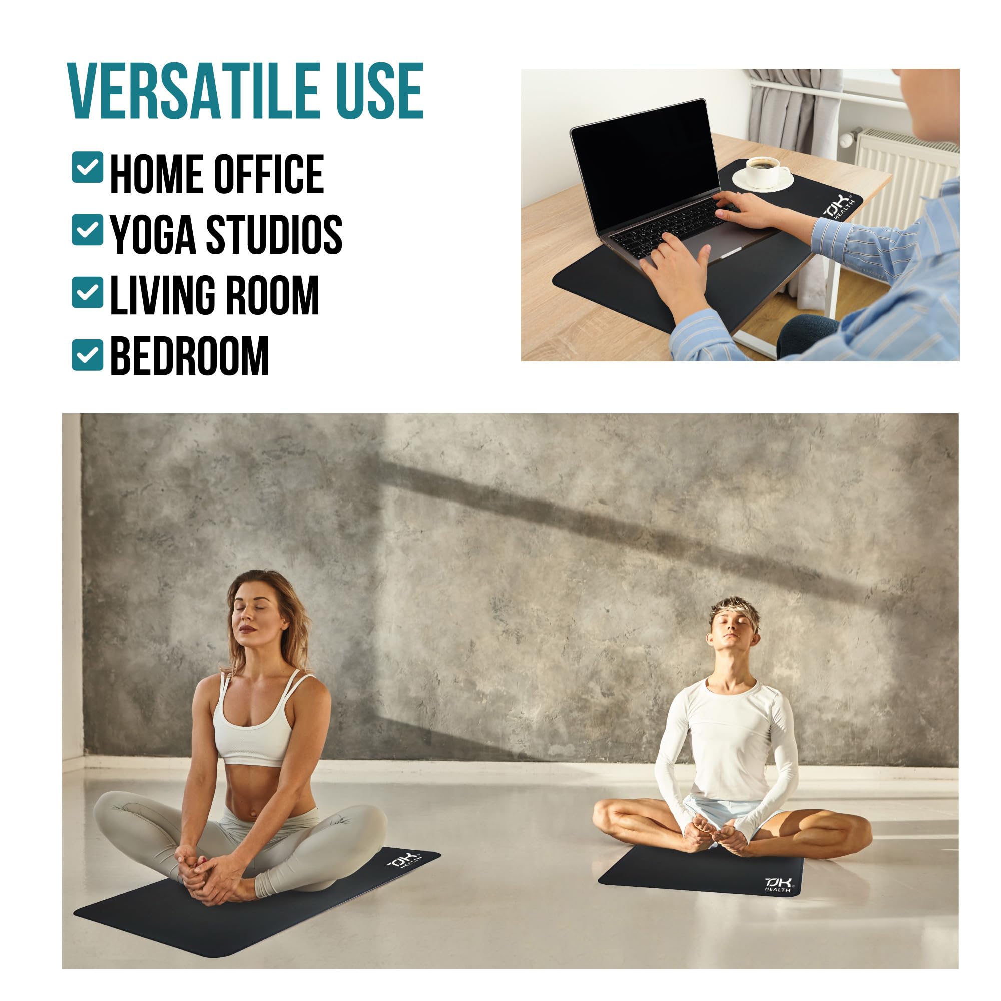 TJK Health Tapis Grounding base antidérapante: stabilité lors des séances.