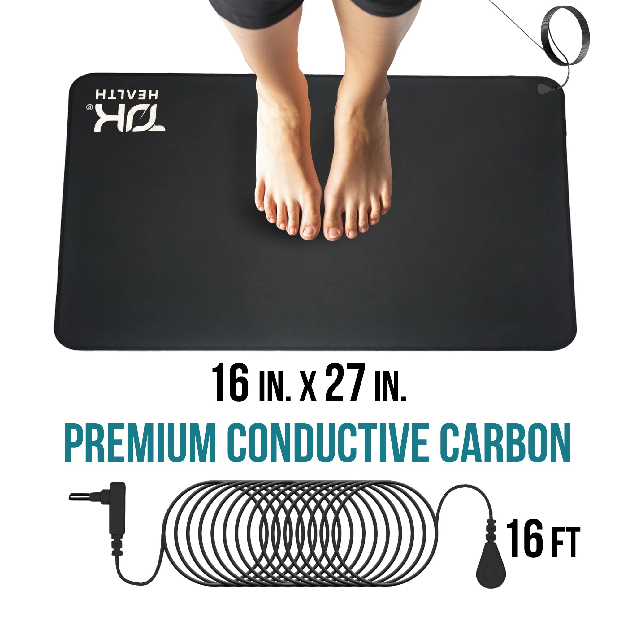 TJK Health Tapis Grounding dimensions 16x27 pouces: espace généreux pour pieds et mains.