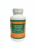 TJ's vitamine C mâchable saveur orange, pratique pour l'apport quotidien.