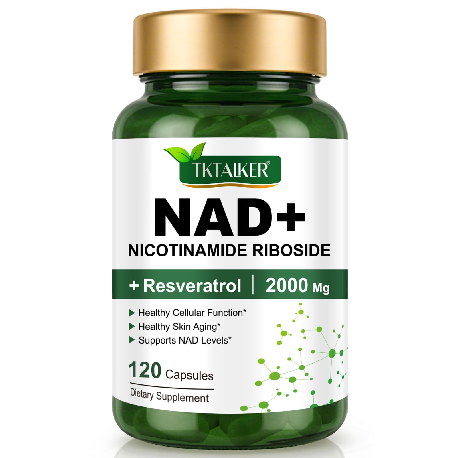 TKTALKER NAD 2000mg – bouteille: soutien potentiel à l'énergie quotidienne et au bien-être.