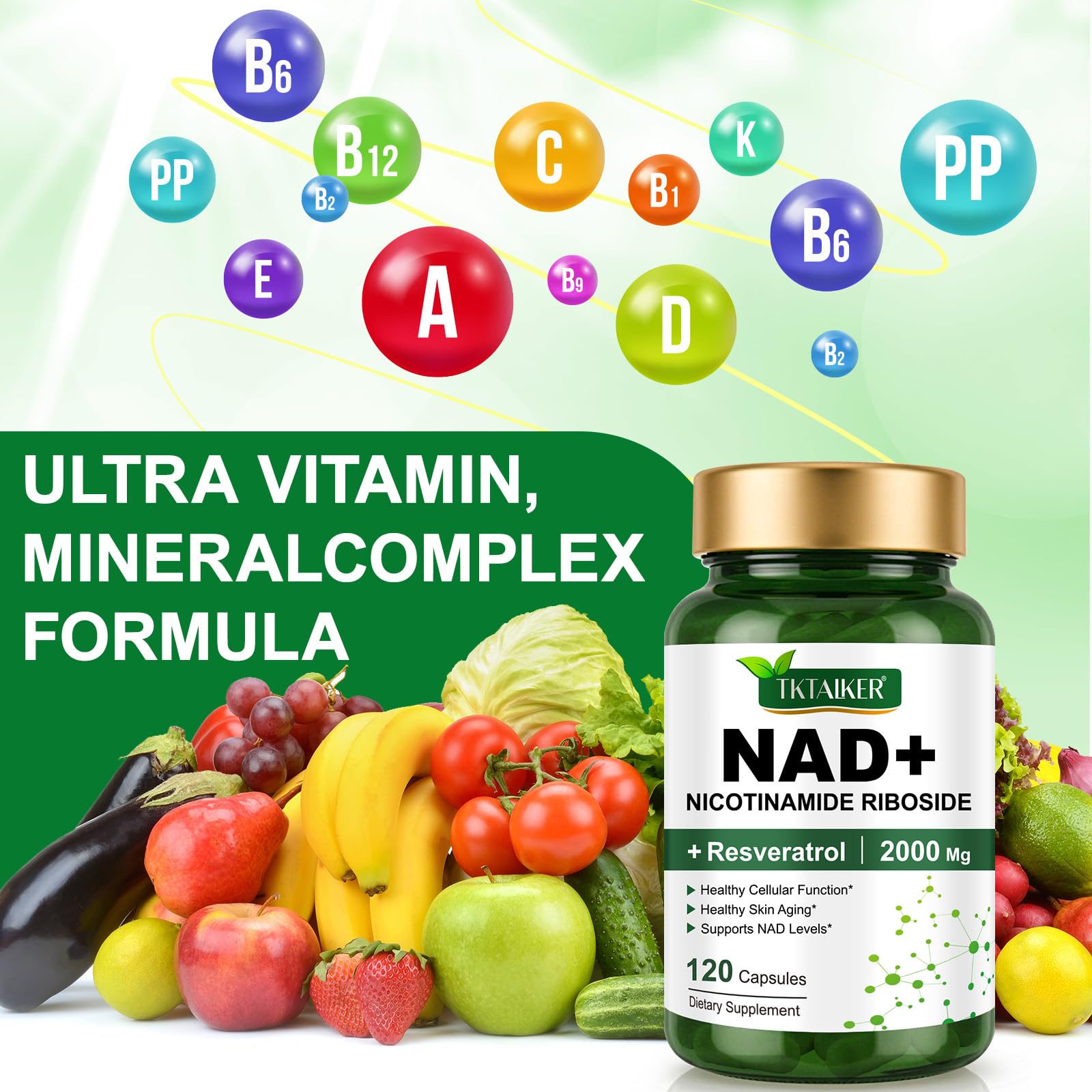 TKTALKER NAD 2000mg – nicotinamide-riboside: formulation avancée pour la régénération cellulaire.