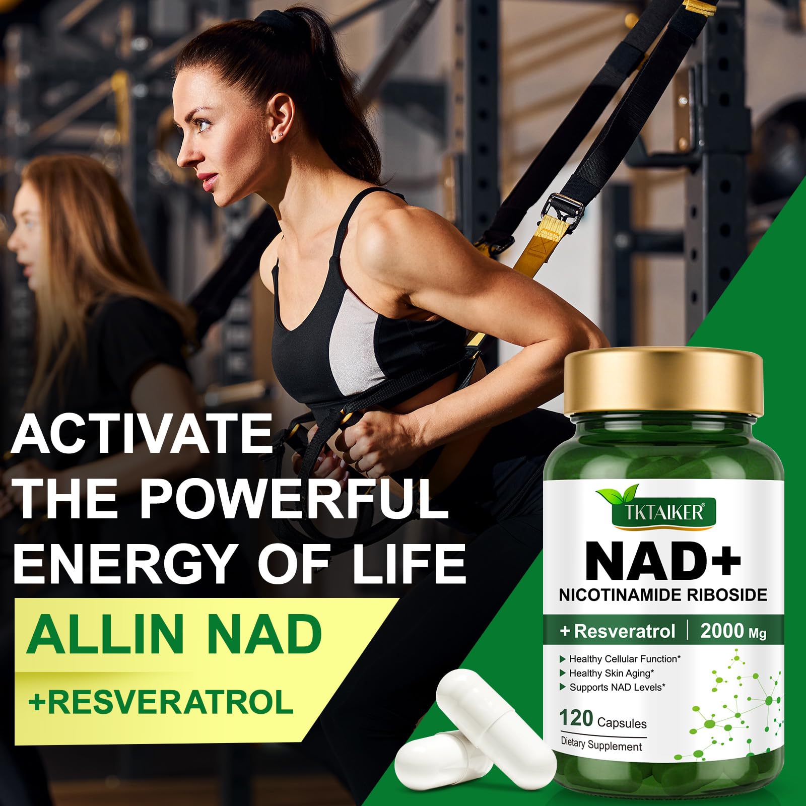 TKTALKER NAD 2000mg – résveratrol: mélange antioxydant pour le bien-être quotidien.
