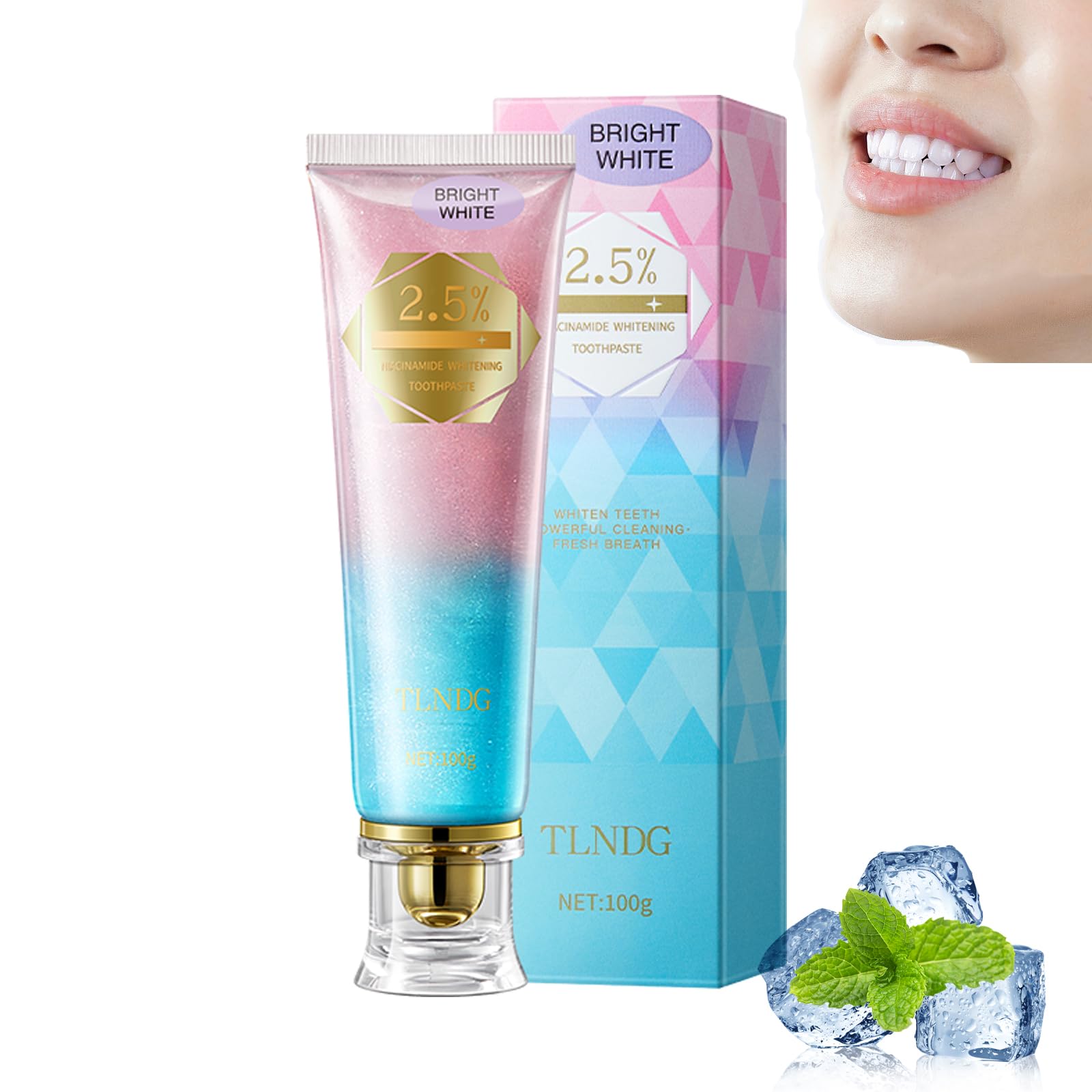 TLNDG dentifrice niacinamide 2,5% – tube et concentration pour un usage quotidien.