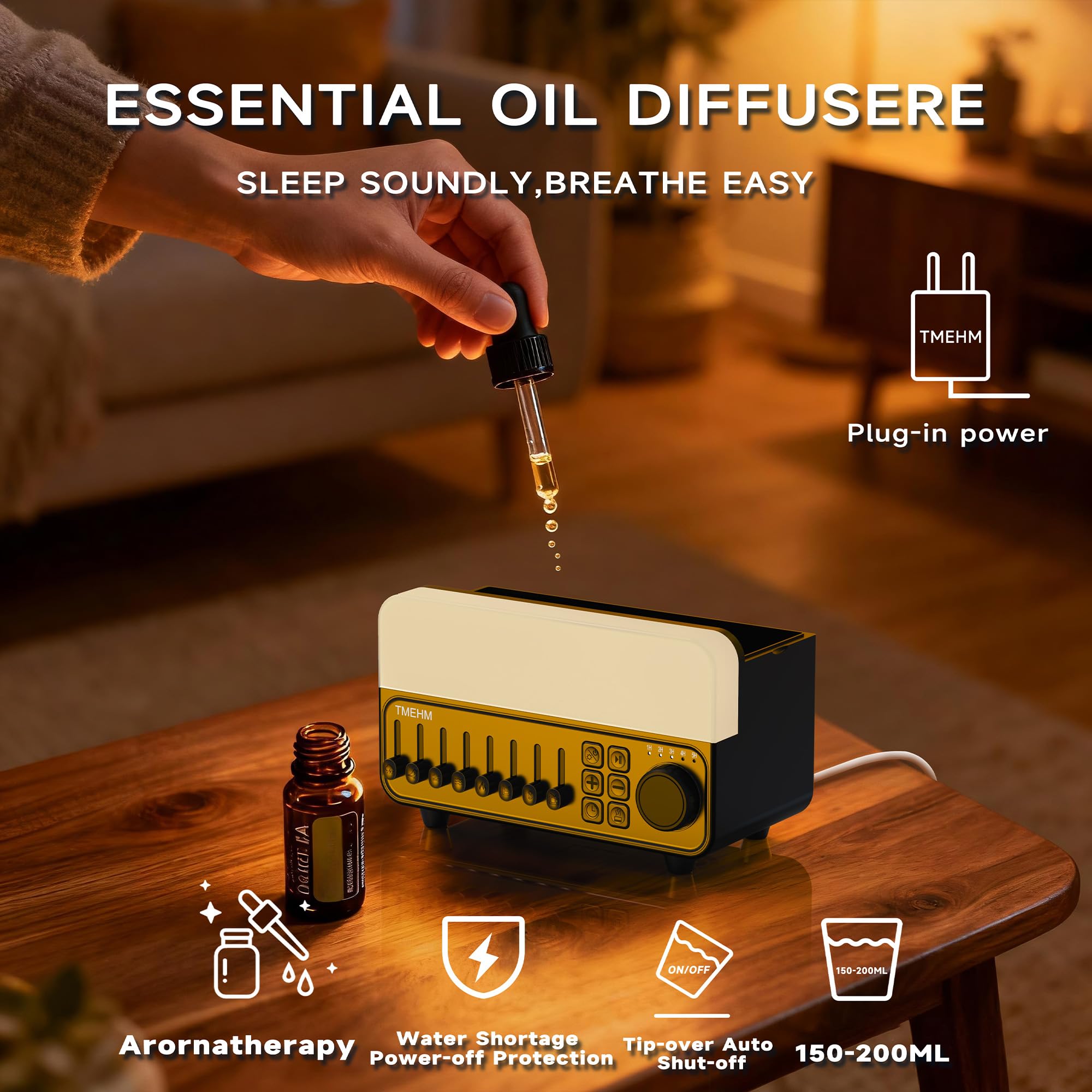 Diffuseur humidificateur TMEHM pour chambre et respiration confortable.