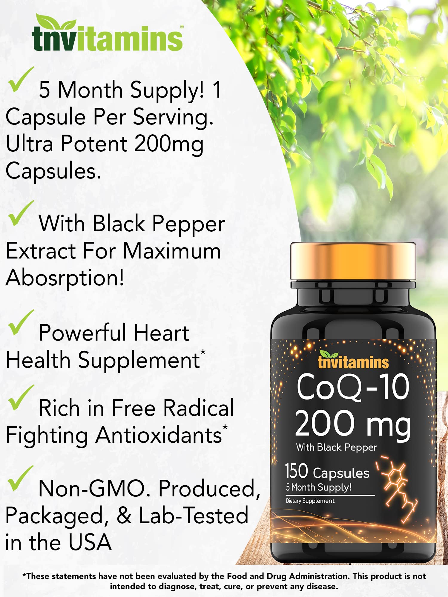 TNVitamins CoQ-10: extrait de poivre noir améliorant l’absorption