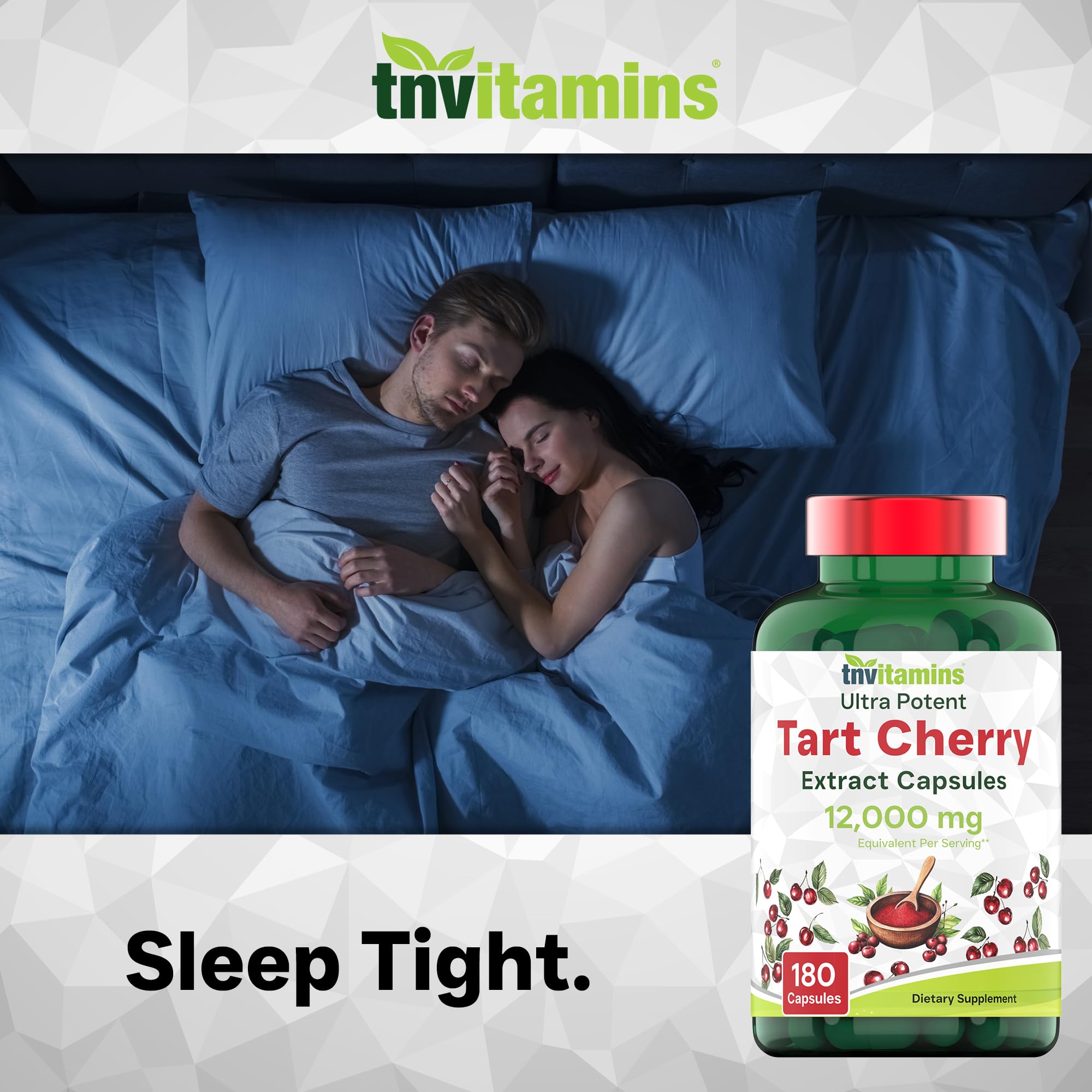 Étiquette Fabriqué aux États-Unis sur le paquet TNVitamins Tart Cherry.