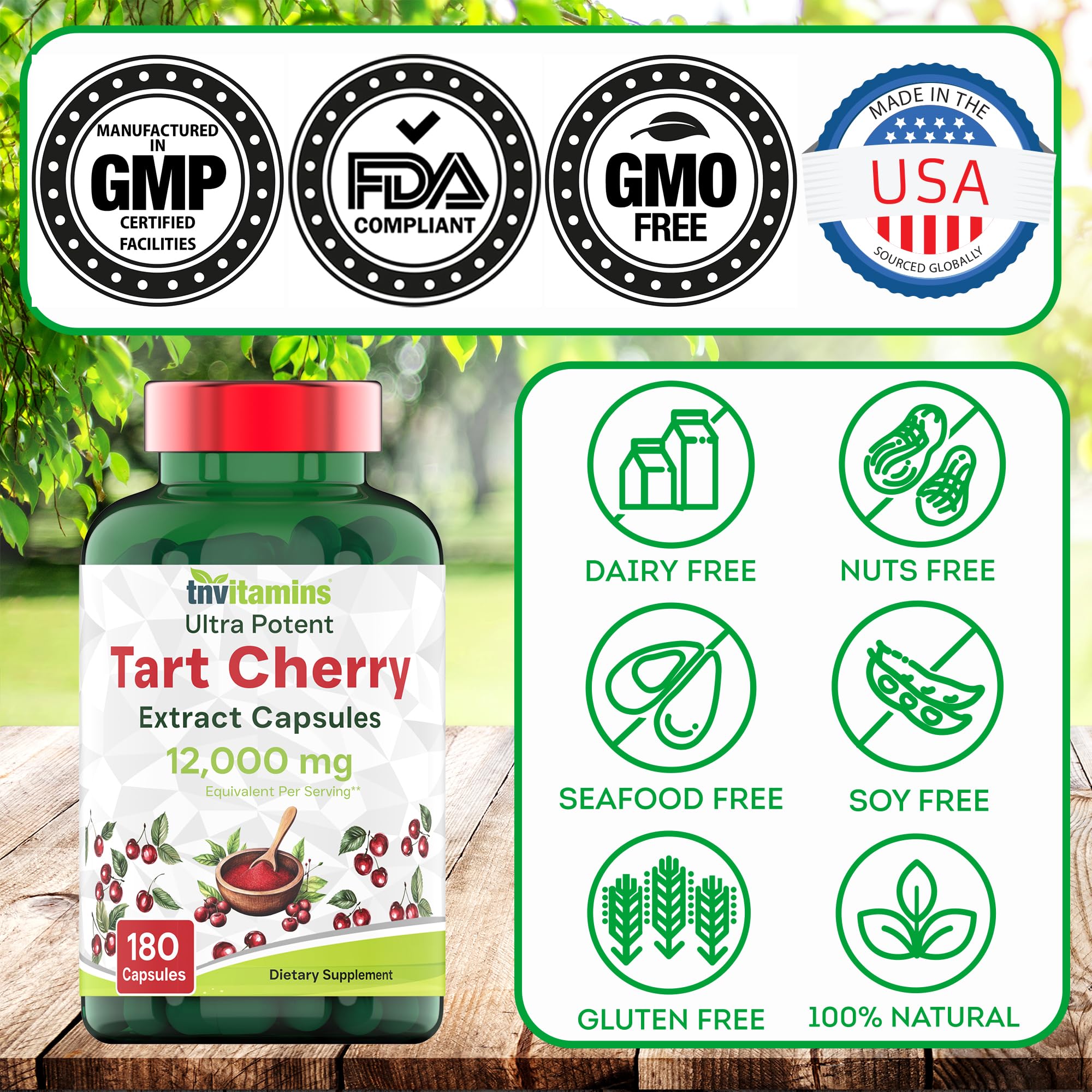 Graphique montrant les antioxydants avec les gélules Tart Cherry de TNVitamins.
