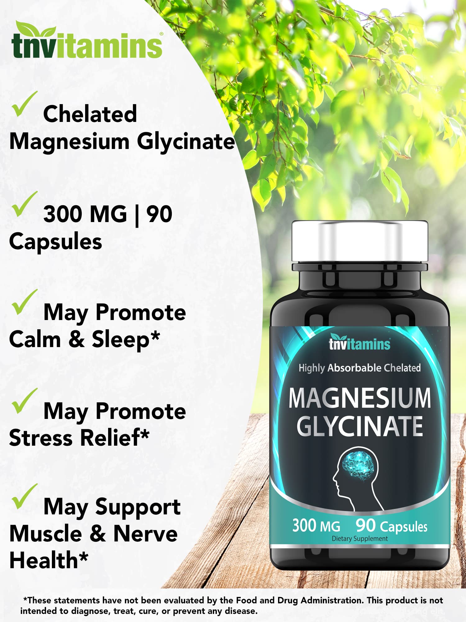 tnvitamins Magnésium Glycinate - Formule sans effet laxatif pour confort gastrique.