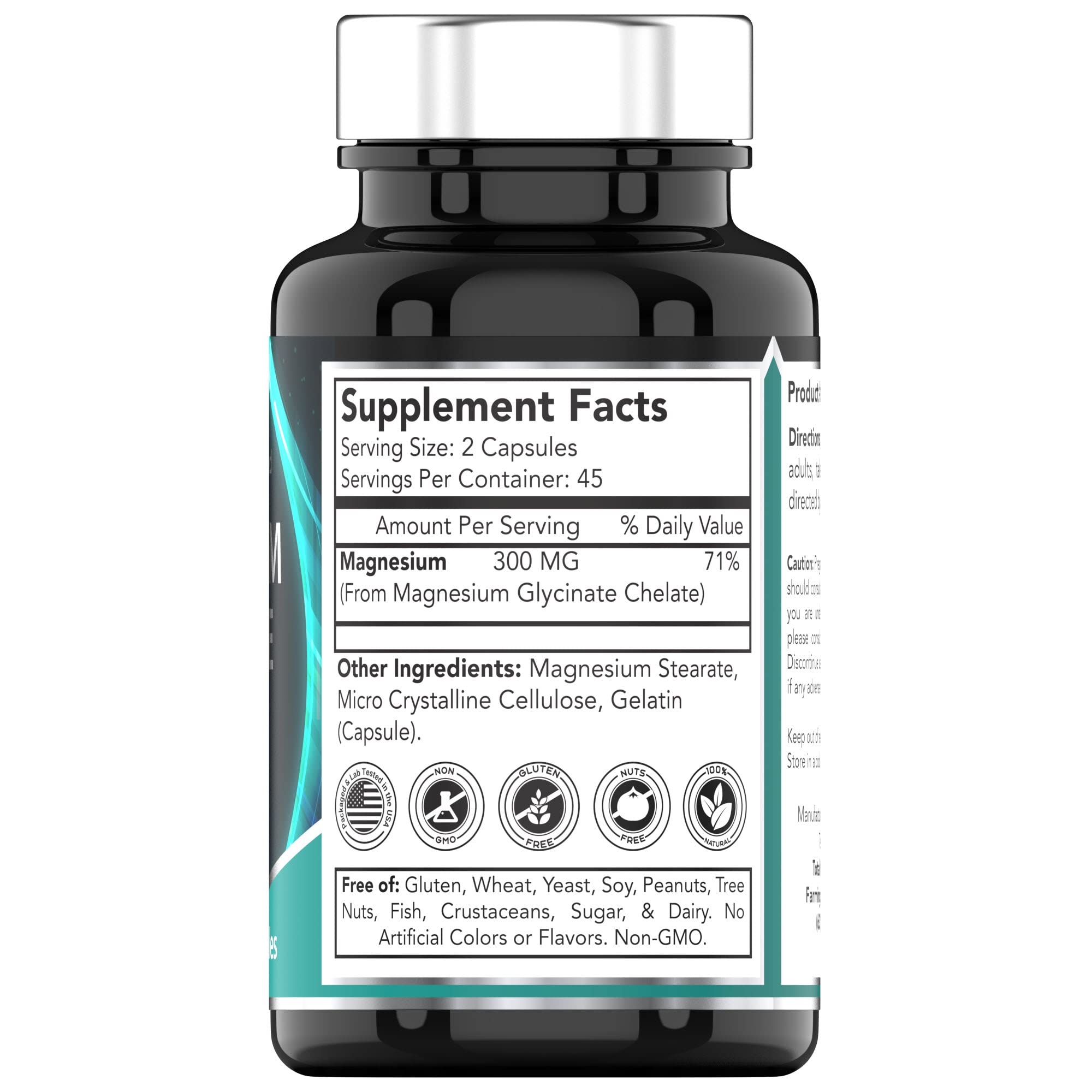 tnvitamins Magnésium Glycinate - Capsules faciles à avaler, digestion douce.