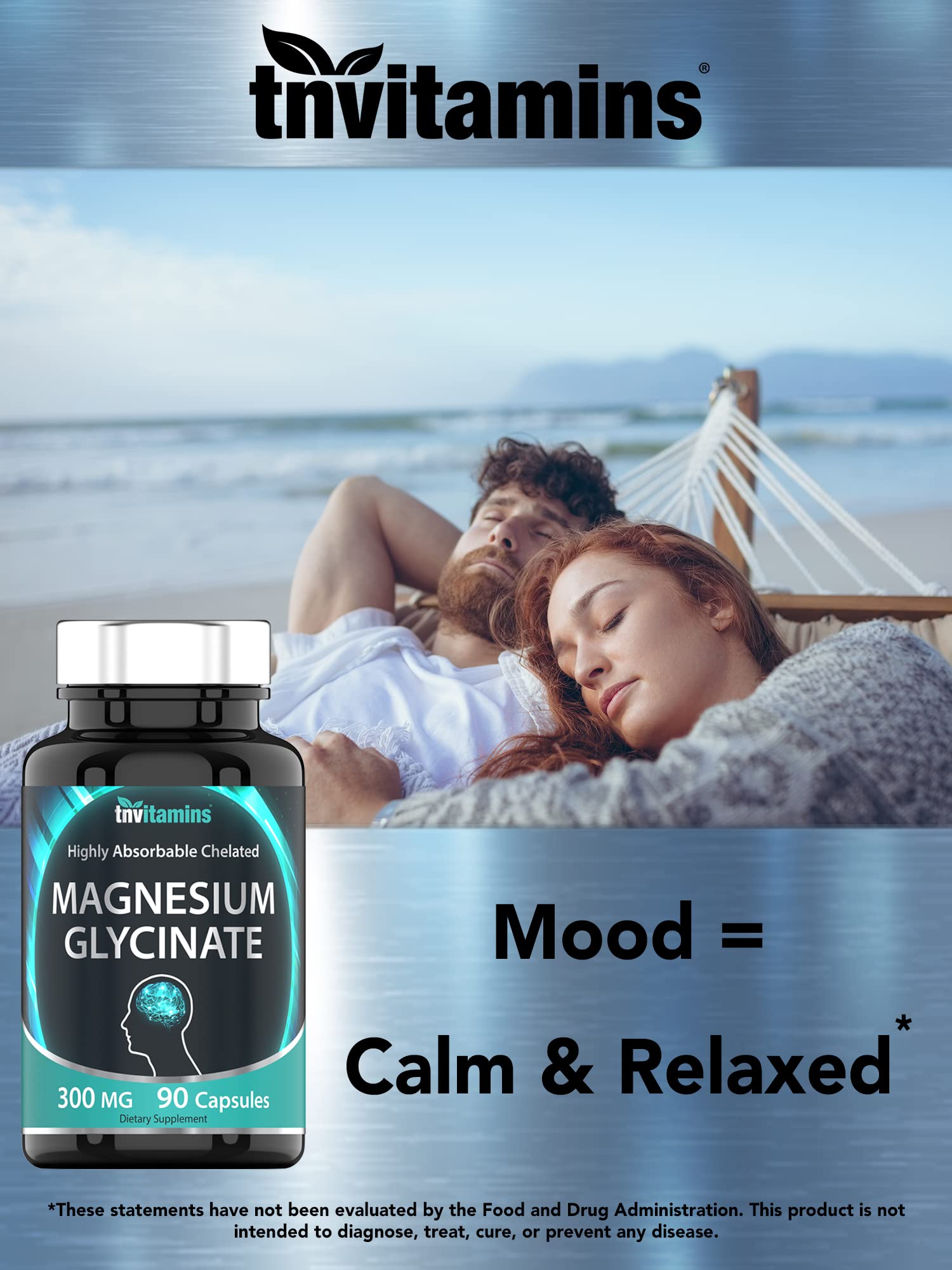 tnvitamins Magnésium Glycinate - 90 capsules pour un approvisionnement pratique sur 45 jours.