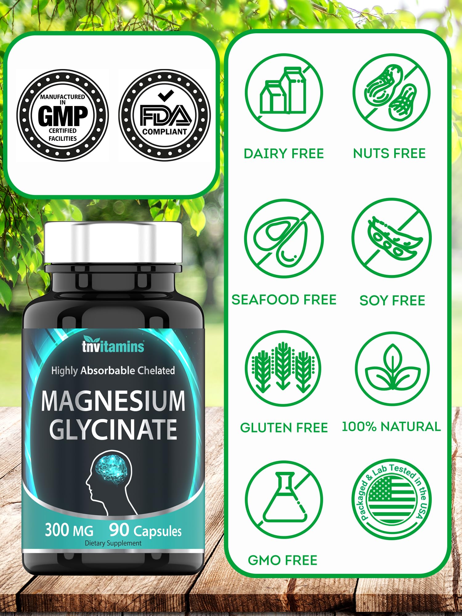 tnvitamins Magnésium Glycinate - Soutien musculaire et détente nerveuse.