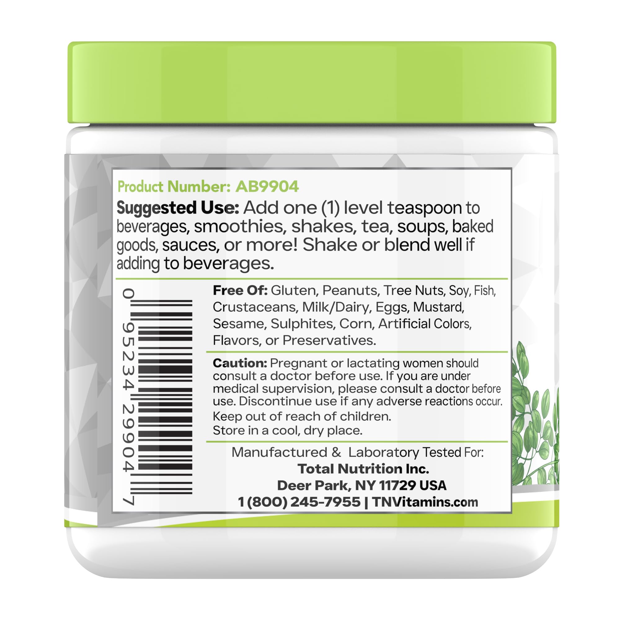 tnvitamins Moringa-etiquette-label : pot clair avec informations claires et fiables