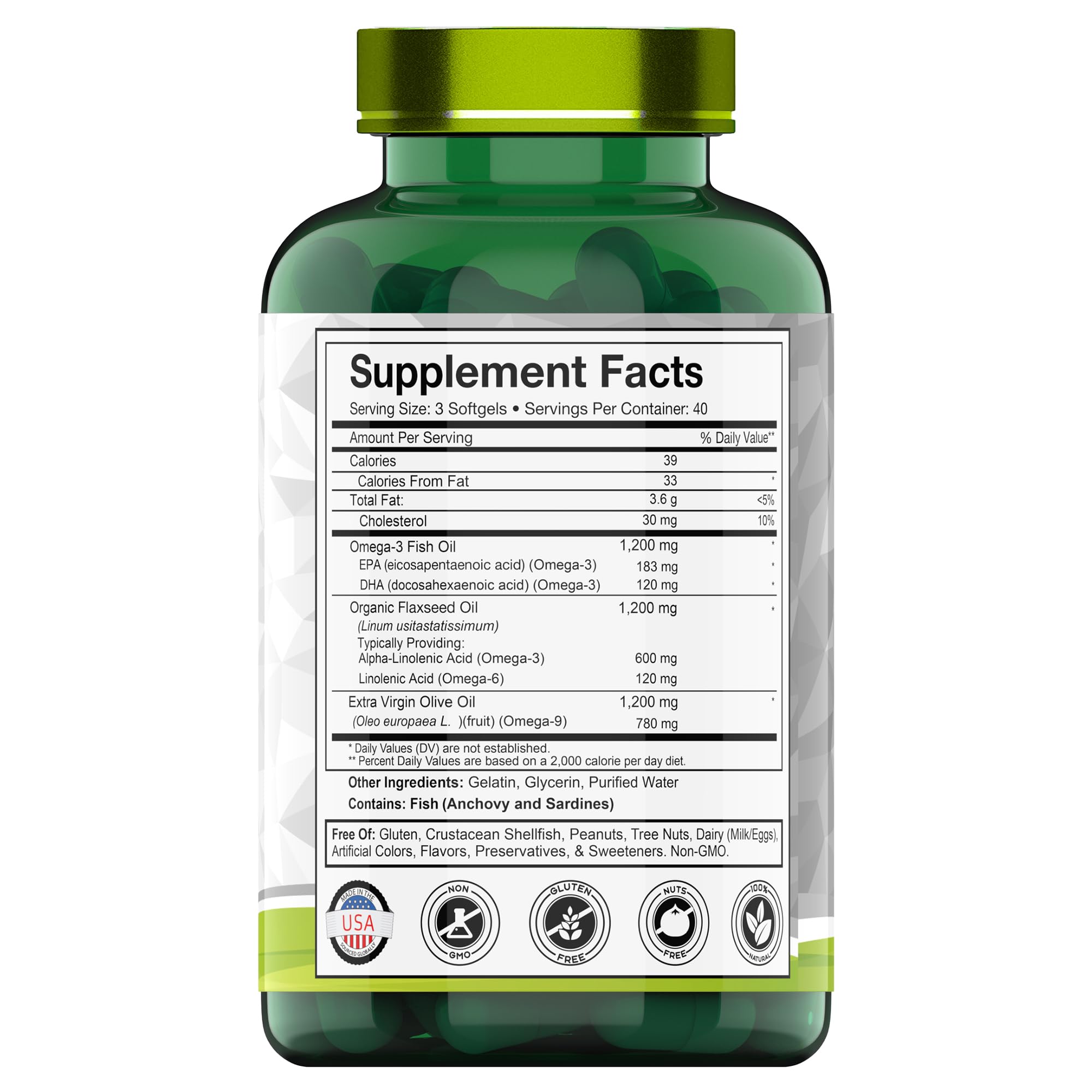 tnvitamins Triple Oméga 3-6-9 - gélules faciles à avaler pour un usage quotidien.