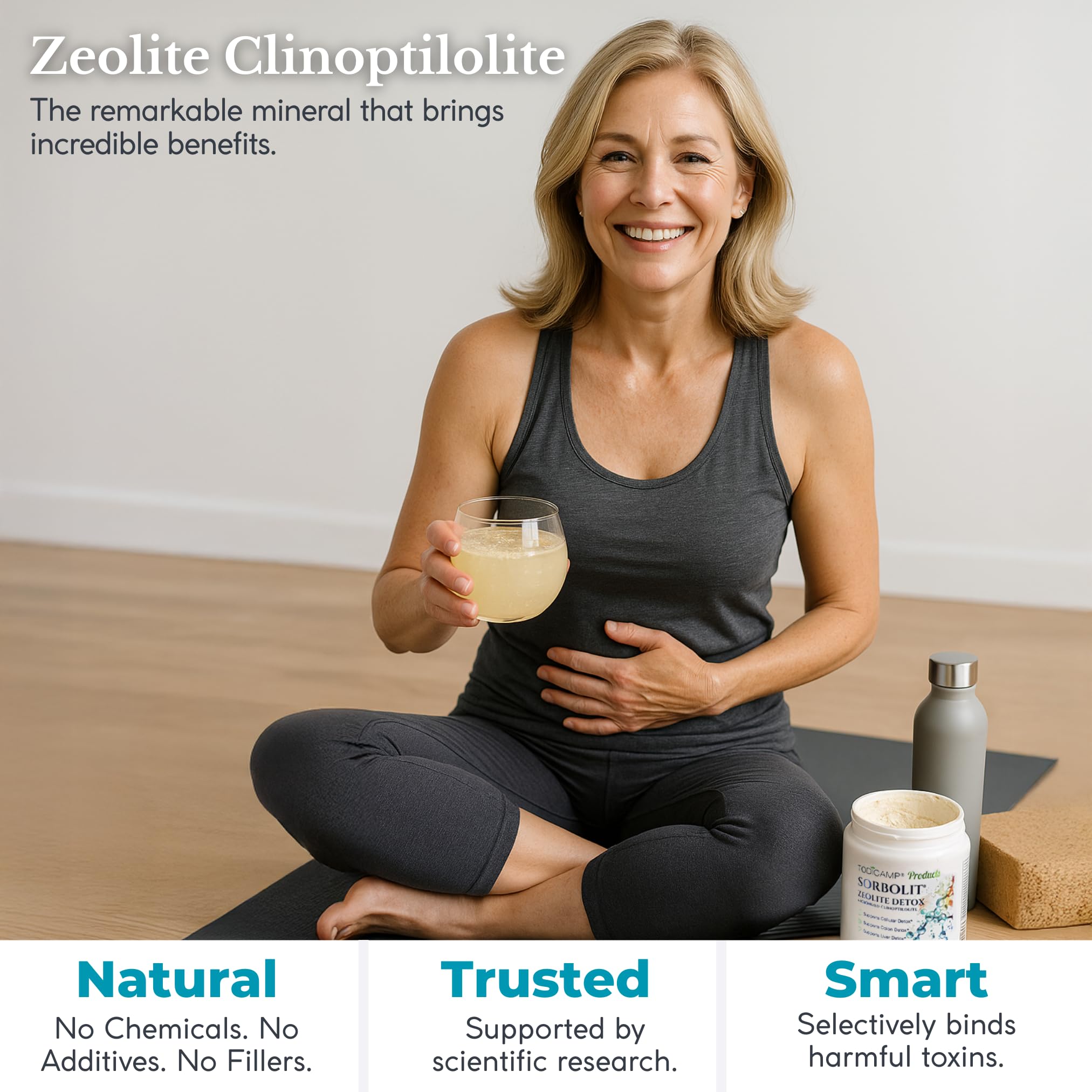 Cuillère-dose Todicamp Zeolite Detox facilitant le dosage quotidien.
