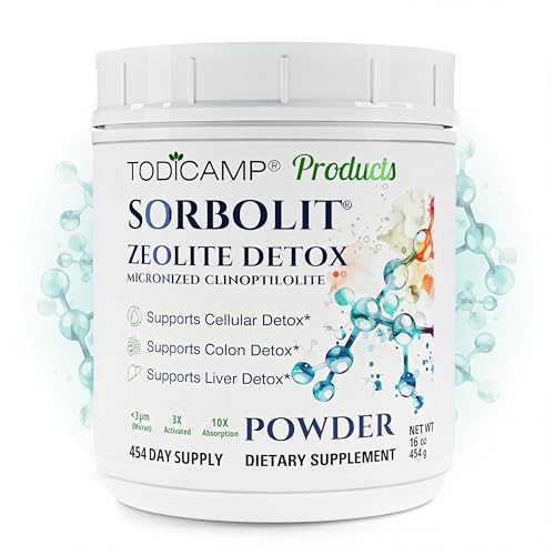 TODICAMP Zeolite Detox Sorbolit — bouteille prête à l'usage pour une détox potentielle du corps.