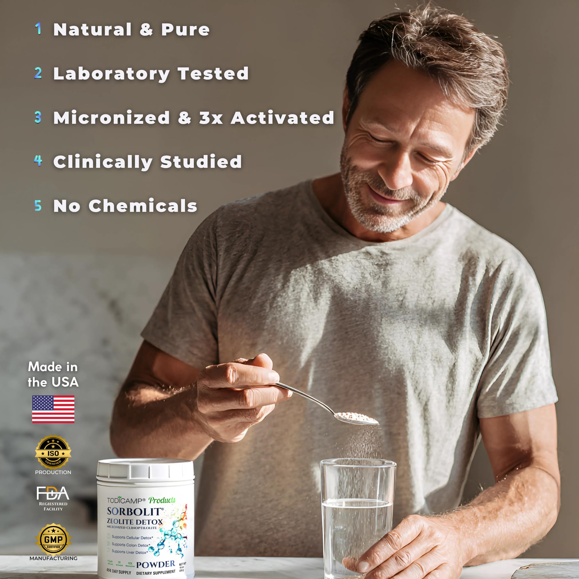 TODICAMP Zeolite Detox Sorbolit — détox lymphatique possible grâce à la zeolite.