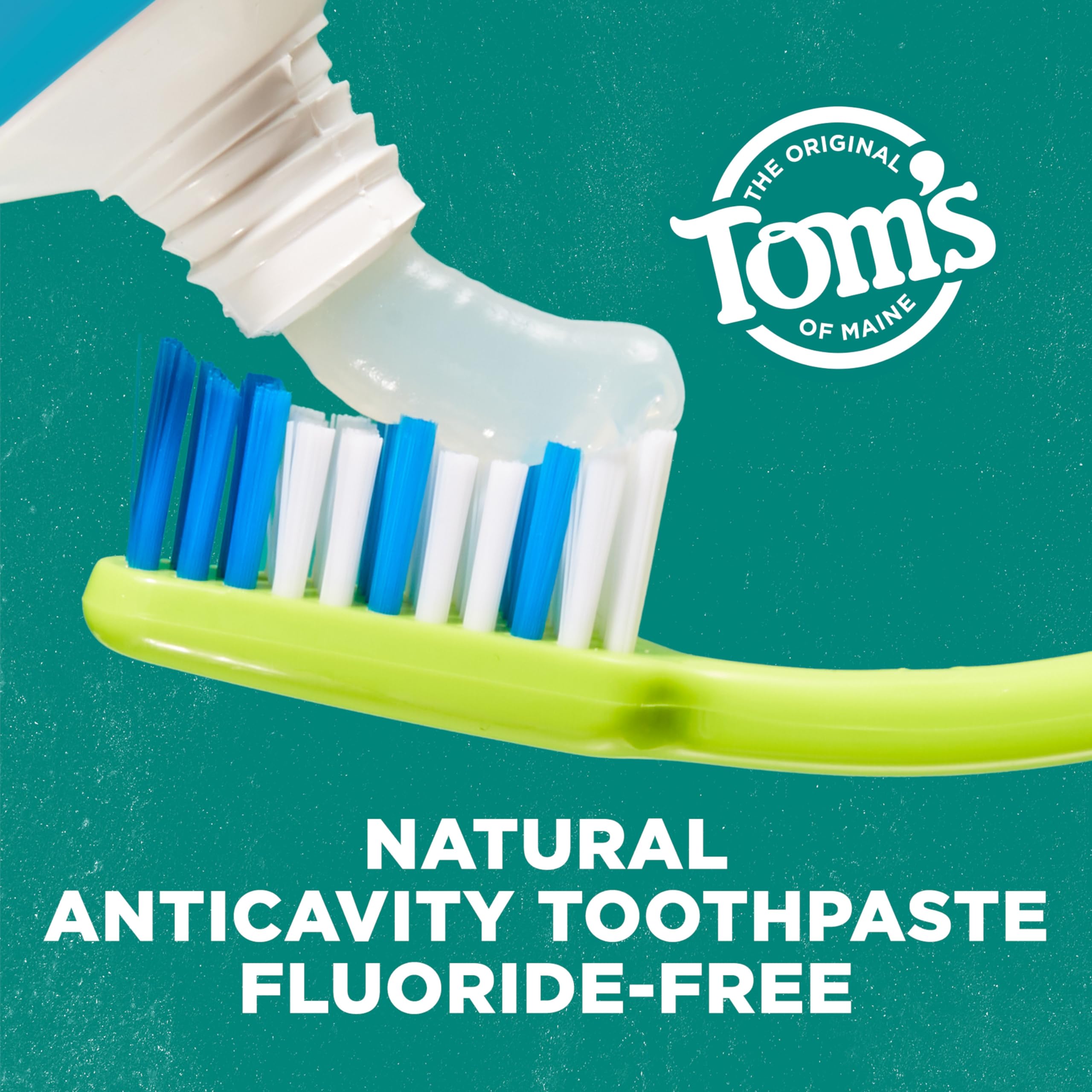 Tom's of Maine Botanically Bright dentifrice tube gros plan montre sa texture naturelle pour le brossage.